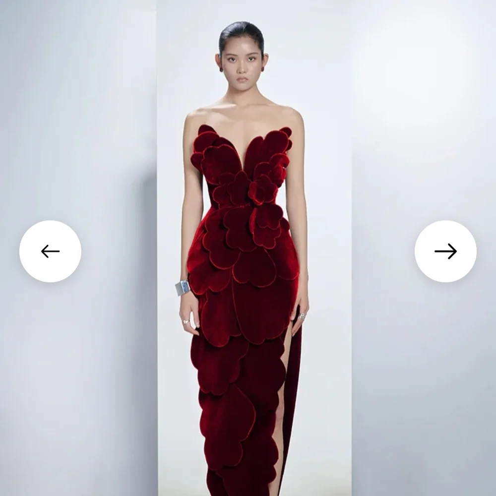 Luxurious Velvet Strapless Maxi Dress - Picture 1 of 6